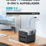 EF ECOFLOW Tragbare Powerstation RIVER 2 Pro, 768 Wh Solargenerator mit LiFeP04, Schnellladung in 70 Minuten, 3x 800 W AC-Steckdosen, Balkonkraft für Notstrom/Camping/Wohnmobile
