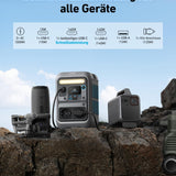 Anker SOLIX C300 Tragbare Powerstation, 288Wh LiFePO4 Akku, 300W (Max 600W) Solargenerator, 140W Beiseitige Schnellladeleistung, Für Camping, Draußen, Reisen, Notfälle, unterwegs (Solarpanel Optional)