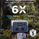 EF ECOFLOW Tragbare Powerstation RIVER 2 MAX, 512 Wh Solargenerator mit LiFeP04, Schnellladung in 1 Stunde, bis zu 1000 W Leistung, Balkonkraft für Notstrom/Camping/Wohnmobile